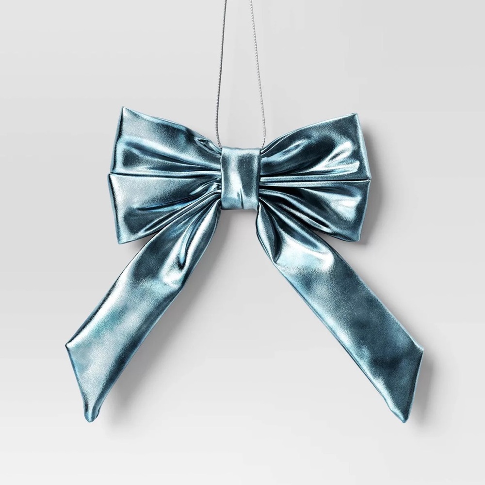 Christmas nwt Metallic Bow Ornament Blue Teal